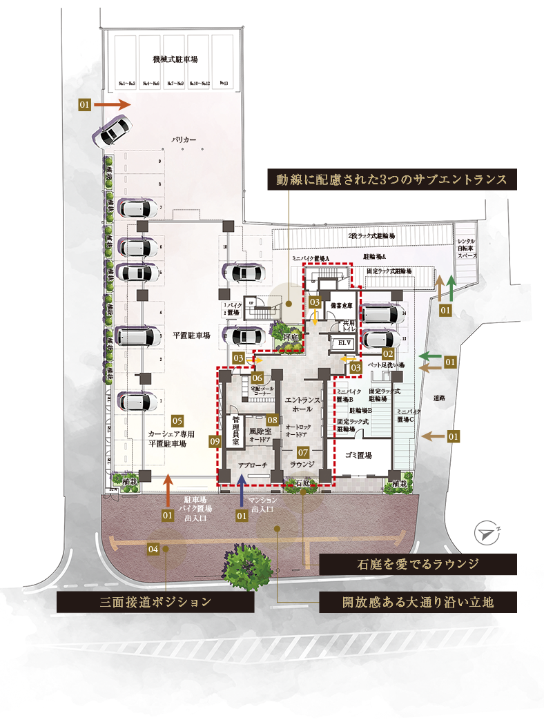 1階敷地配置図