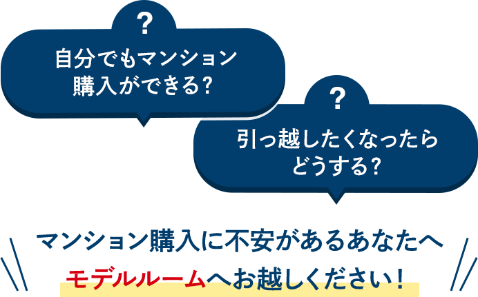 マンション購入に不安があるあなたへ　モデルルームへお越しください！