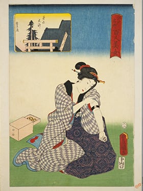 歌川国貞『江戸名所百人美女 第六天神』（安政5年頃）国立国会図書館デジタルコレクションより