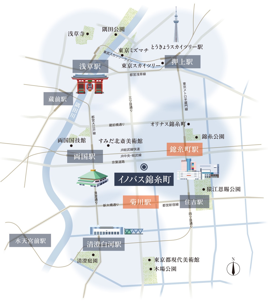 錦糸町周辺の広域マップ