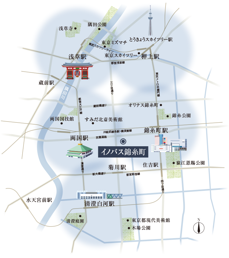 錦糸町周辺の広域マップ