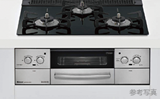 ガラストップ3口ガスコンロ