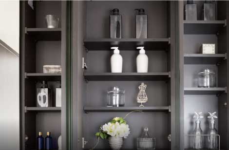 鏡裏収納付き三面鏡