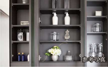 鏡裏収納付き三面鏡