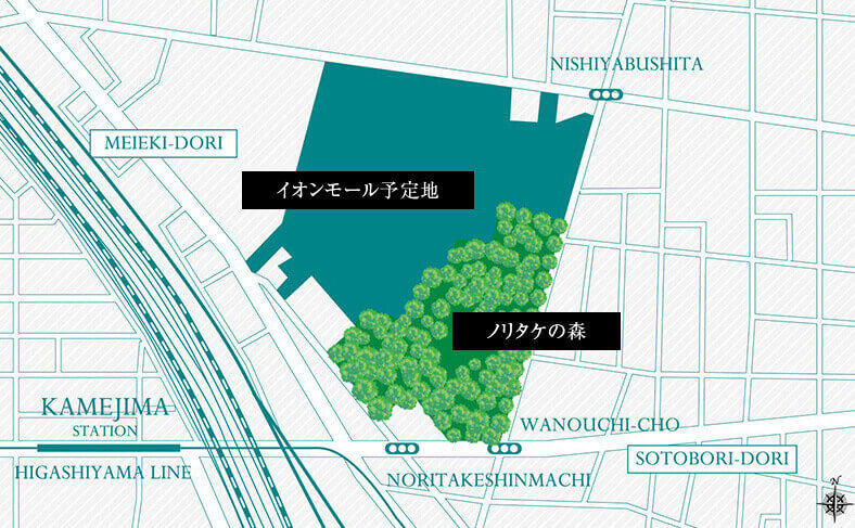2021年秋、オープン予定のイオンモール周辺の地図