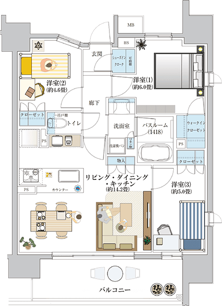 B-typeの間取り図