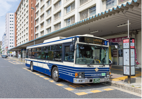 栄や名古屋駅行きも含め6系統が発着する「黒川」バス停。