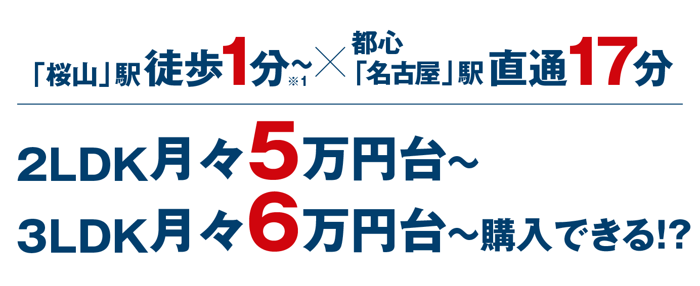 2LDK月々5万円台～／3LDK月々6万円台～購入できる！？