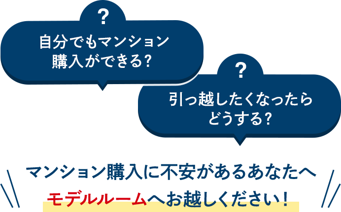 マンション購入に不安があるあなたへ　モデルルームへお越しください！