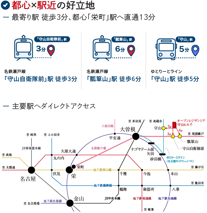 都心×駅近の好立地 | 最寄り駅徒歩3分、都心「栄町」駅直通13分