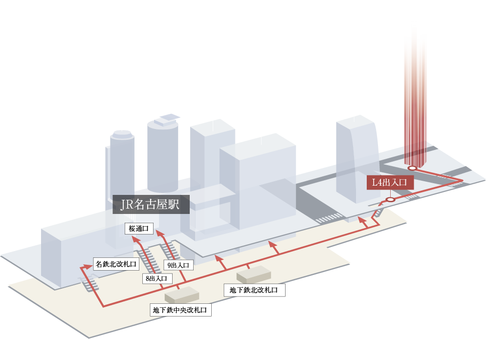 雨に濡れずに通行できる、利用価値の高い地下歩道。