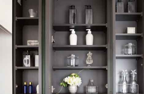 鏡裏収納付き三面鏡